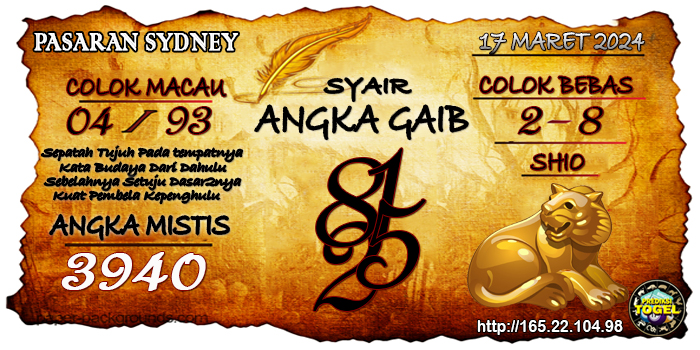 Prediksi Togel Sydney Minggu 17 Maret 2024