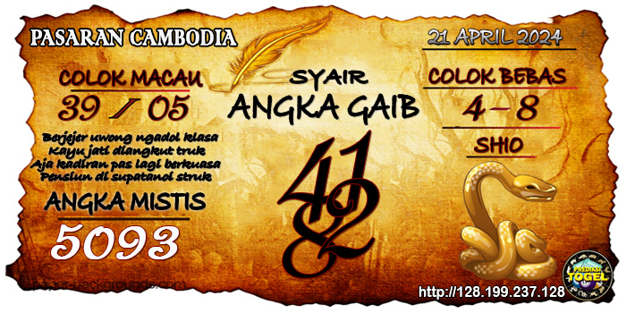 SYAIR TOGEL CAMBODIA HARI INI Minggu 21 April 2024