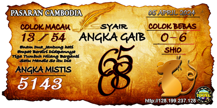 SYAIR TOGEL CAMBODIA HARI INI Jumat 05 April 2024