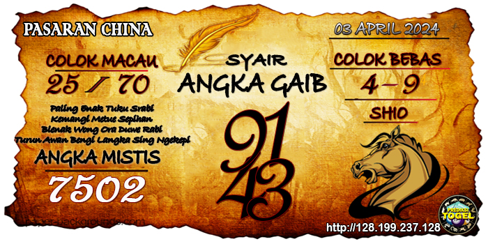 Prediksi Togel China Rabu 03 April 2024