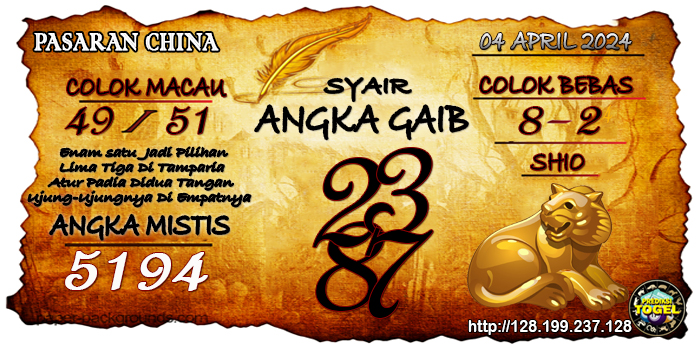 Prediksi Togel China Kamis 04 April 2024