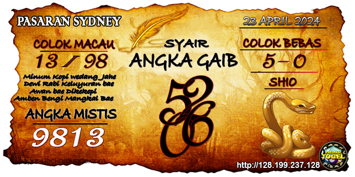 Prediksi Togel Sydney Selasa 23 April 2024