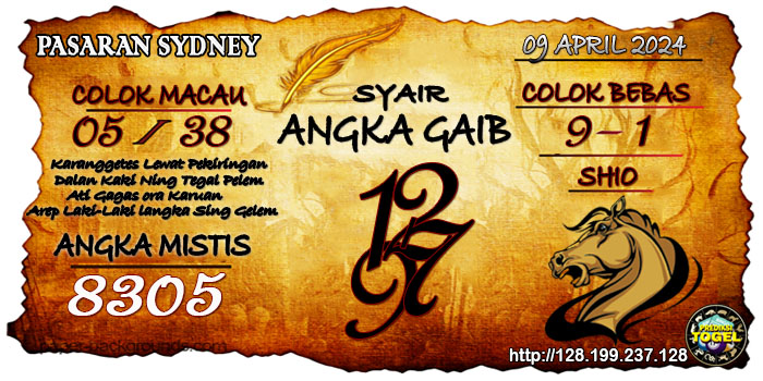 Prediksi Togel Sydney Selasa 09 April 2024