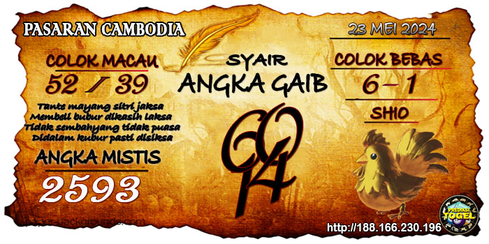 SYAIR TOGEL CAMBODIA HARI INI Kamis 23 Mei 2024