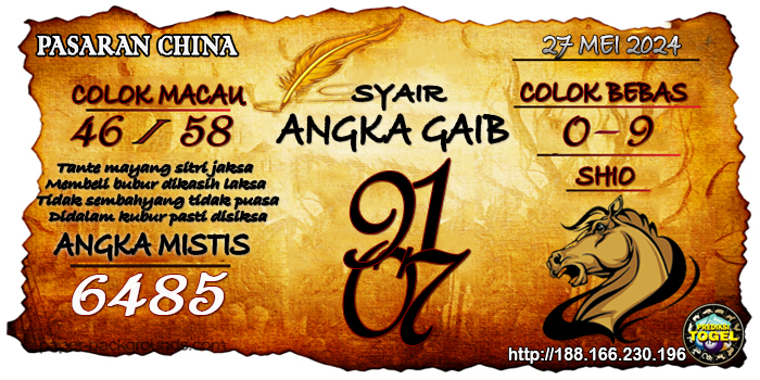 Prediksi Togel China Senin 27 Mei 2024