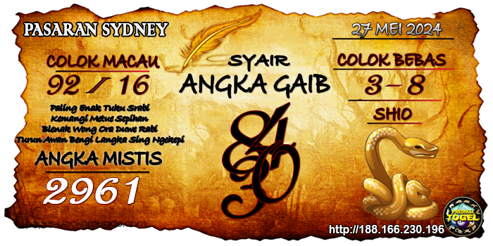 Prediksi Togel Sydney Senin 27 Mei 2024