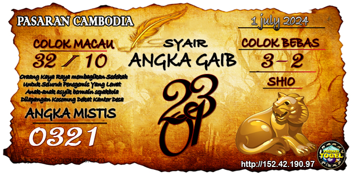 Prediksi Togel Cambodia Senin 1 Juli 2024