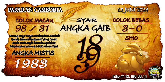 Prediksi Togel Cambodia Kamis 13 Juni 2024