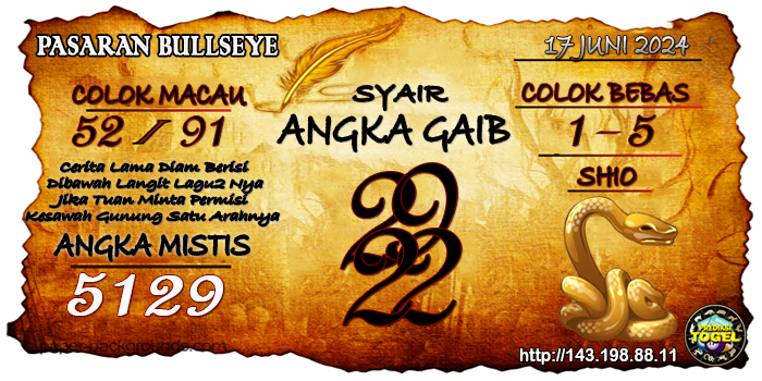 Prediksi Togel Bullseye Senin 17 Juni 2024