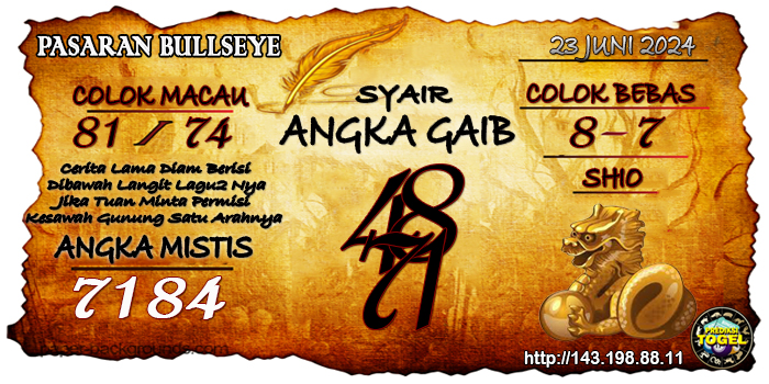 Prediksi Togel Bullseye Minggu 23 Juni 2024