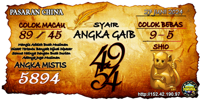 Prediksi Togel China Kamis 27 Juni 2024