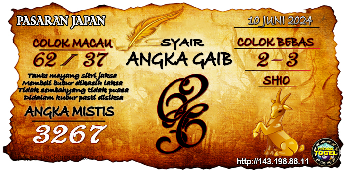 Prediksi Togel Japan Senin 10 Juni 2024