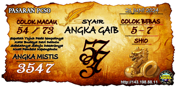 Prediksi Togel Pcso Jumat 21 Juni 2024