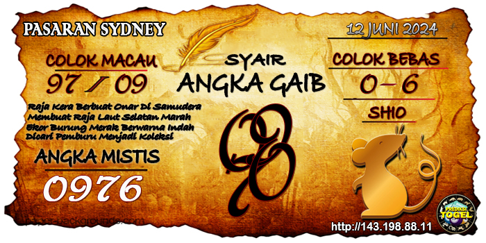 Prediksi Togel Sydney Rabu 12 Juni 2024