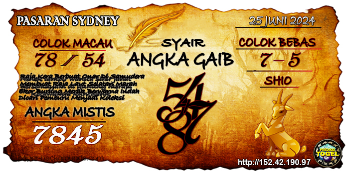 Prediksi Togel Sydney Selasa 25 Juni 2024