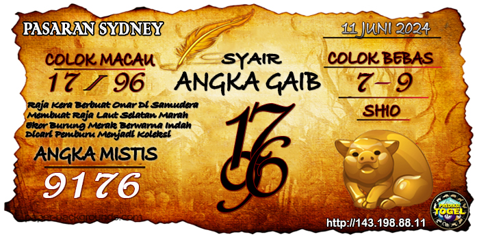 Prediksi Togel Sydney Selasa 11 Juni 2024