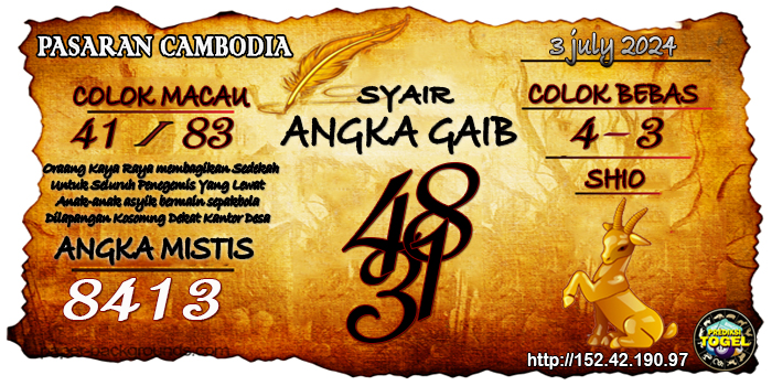 Prediksi Togel Cambodia Rabu 3 Juli 2024