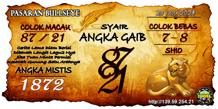 Prediksi Togel Bullseye Sabtu 20 Juli 2024