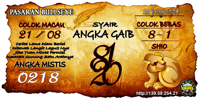 Prediksi Togel Bullseye Minggu 21 Juli 2024