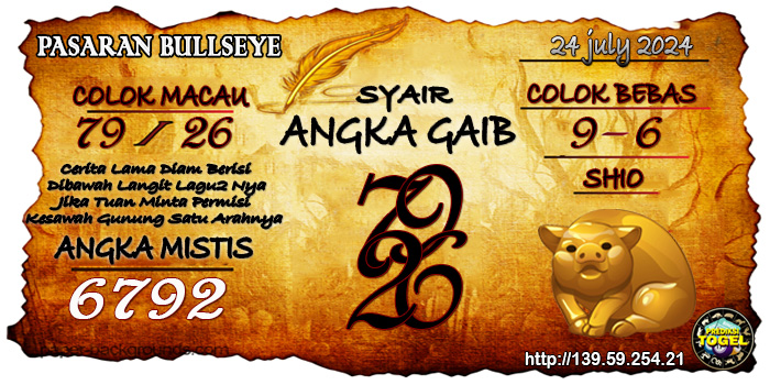 Prediksi Togel Bullseye Rabu 24 Juli 2024