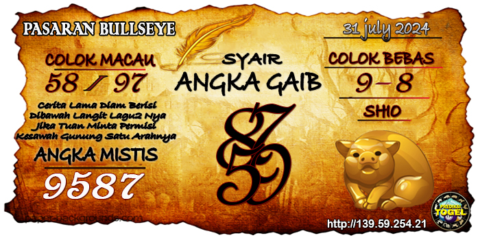 Prediksi Togel Bullseye Rabu 31 Juli 2024