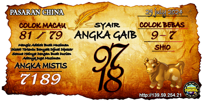 Prediksi Togel China Senin 29 Juli 2024