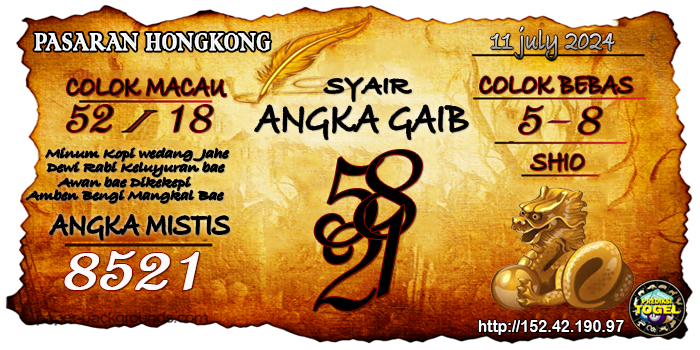 Prediksi Togel Hongkong Kamis 11 Juli 2024