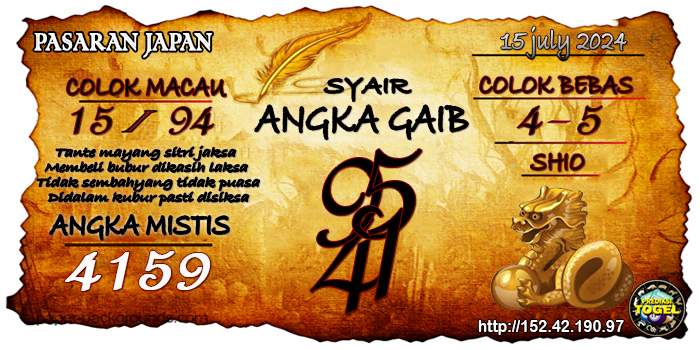 Prediksi Togel Japan Senin 15 Juli 2024