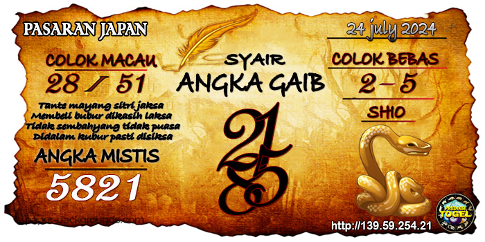 Prediksi Togel Japan Rabu 24 Juli 2024