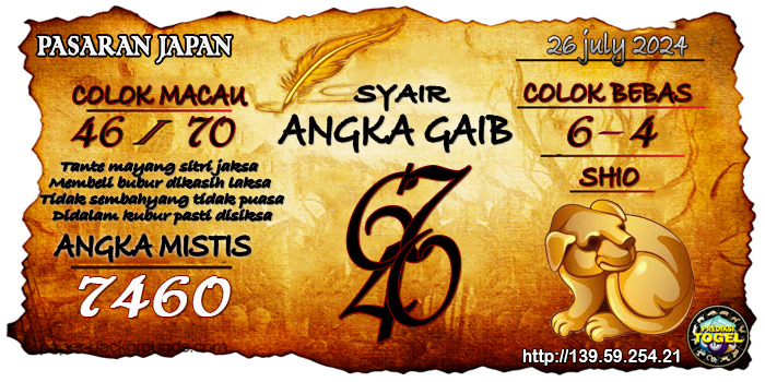 Prediksi Togel Japan Jumat 26 Juli 2024