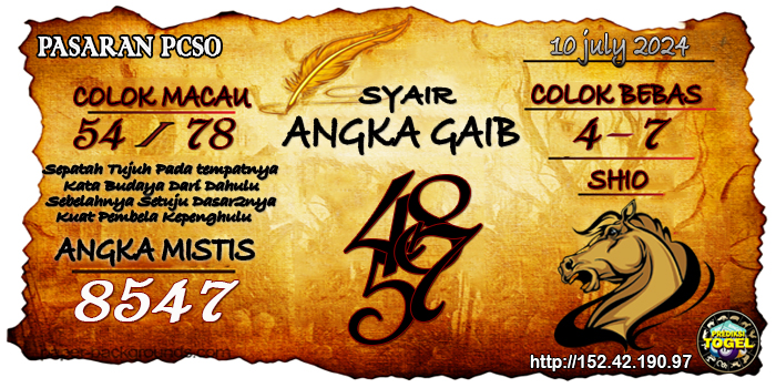 Prediksi Togel Pcso Rabu 10 Juli 2024