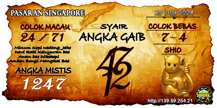 Prediksi Togel Singapore Sabtu 20 Juli 2024