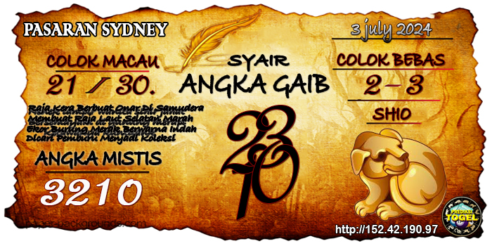 Prediksi Togel Sydney Rabu 3 Juli 2024