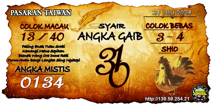 Prediksi Togel Taiwan Rabu 24 Juli 2024