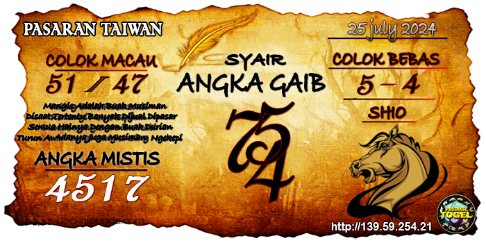 Prediksi Togel Taiwan Kamis 25 Juli 2024