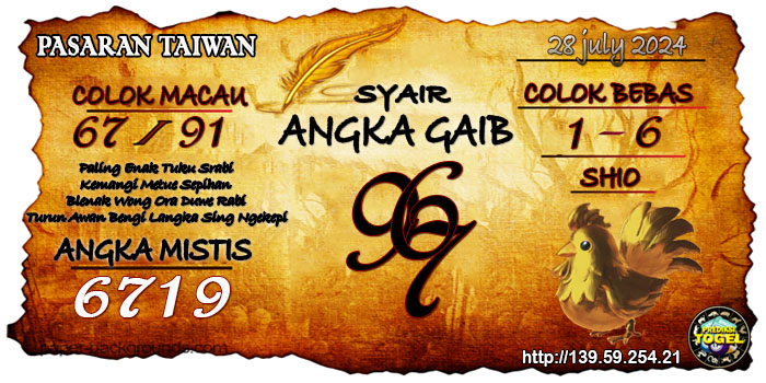 Prediksi Togel Taiwan Minggu 28 Juli 2024