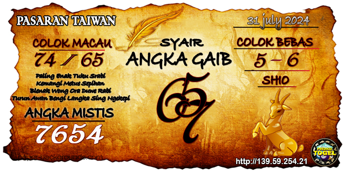 Prediksi Togel Taiwan Rabu 31 Juli 2024