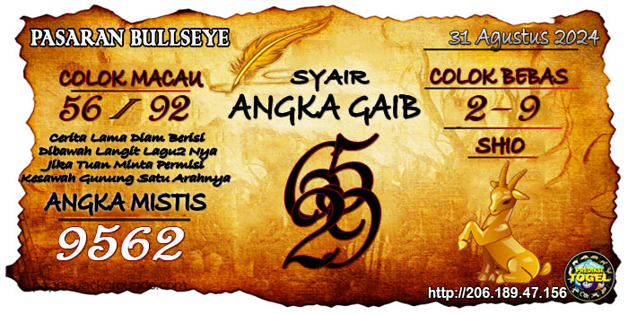 Prediksi Togel Bullseye Sabtu 31 Agustus 2024