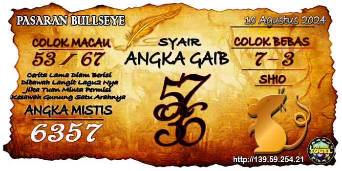 Prediksi Togel Bullseye Sabtu 10 Agustus 2024