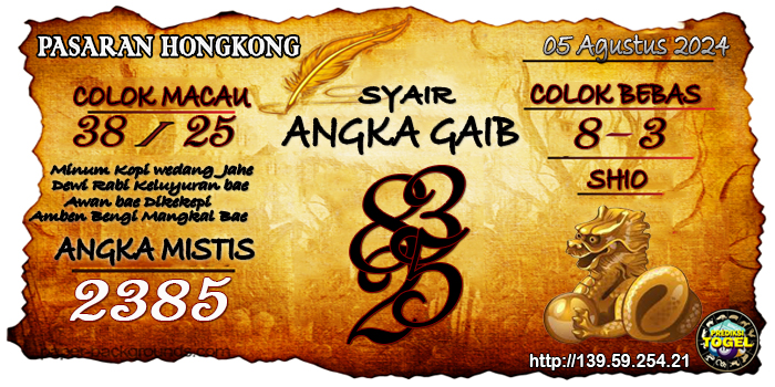 Prediksi Togel Hongkong Senin 05 Agustus 2024