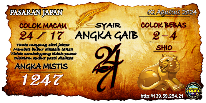 Prediksi Togel Japan Jumat 02 Agustus 2024