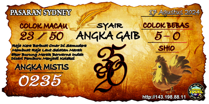 Prediksi Togel Sydney Sabtu 17 Agustus 2024