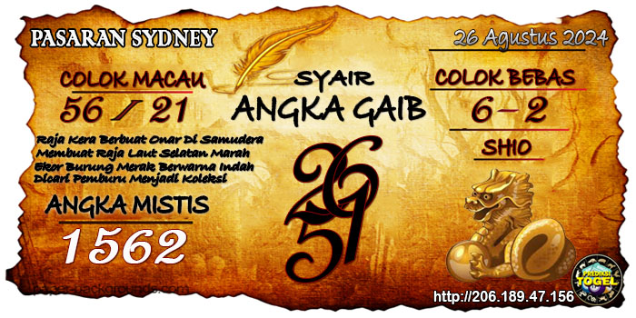 Prediksi Togel Sydney Senin 26 Agustus 2024