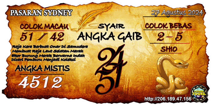 Prediksi Togel Sydney Selasa 27 Agustus 2024