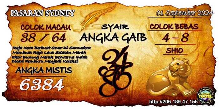 Prediksi Togel Sydney Minggu 01 September 2024