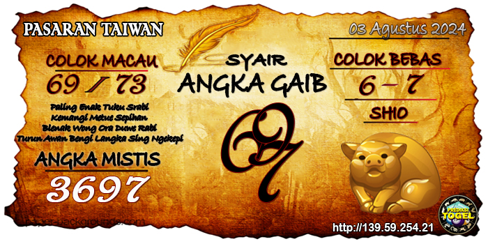 Prediksi Togel Taiwan Sabtu 03 Agustus 2024