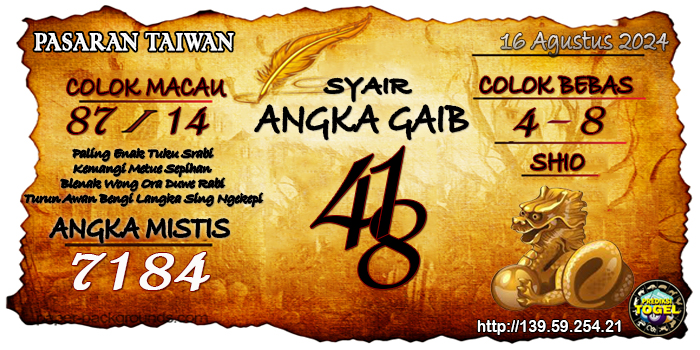 Prediksi Togel Taiwan Jumat 16 Agustus 2024