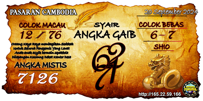 Prediksi Togel Cambodia Jumat 20 September 2024