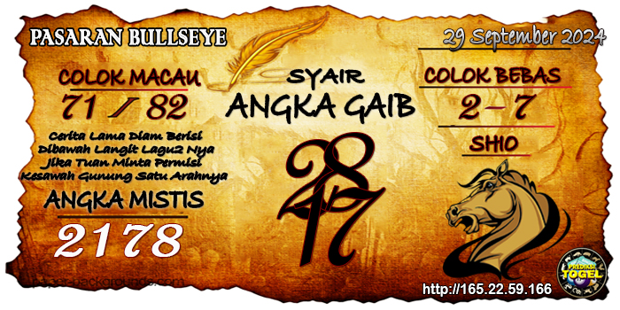  Prediksi Togel Bullseye Minggu 29 September 2024