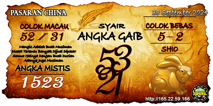 Prediksi Togel China Senin 30 September 2024